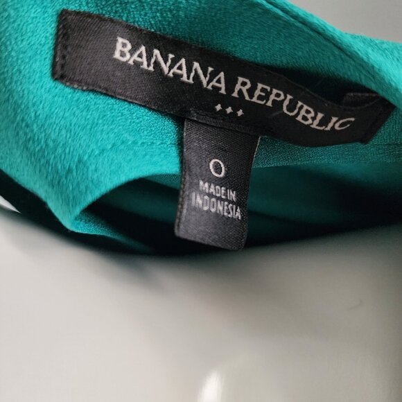 Banana Republic Dress Womens Size 0 Solid All Green Bell Sleeve Tie Back - Picture 5 of 6